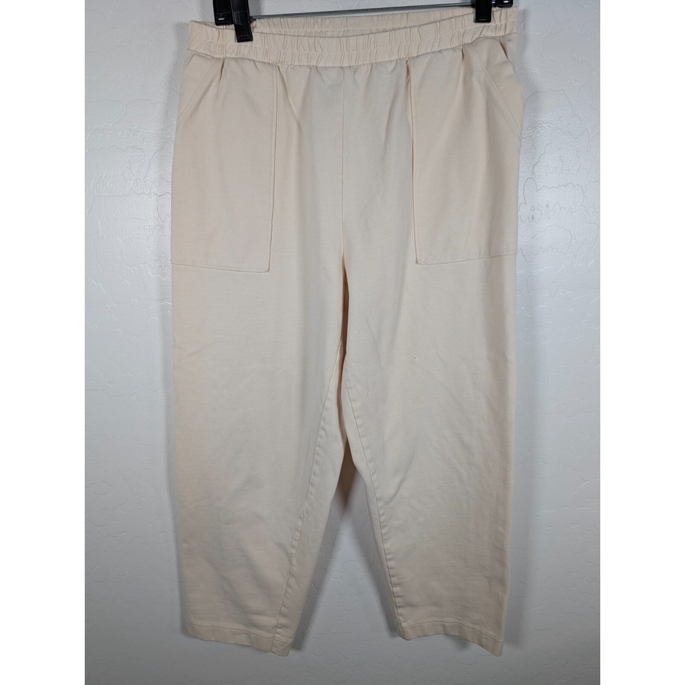 Vuori Pants Womens Large Beige Mackenzie Elastic Waist Patch Pockets Cropped Fit